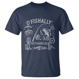 O'Fishally 10 Years Old T Shirt Funny Fisherman Birthday Graphic TS12 Navy Print Your Wear