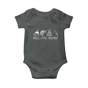 Reel Cool Mama Baby Onesie Funny Fishing Mom Birthday Gift TS12 Dark Heather Print Your Wear