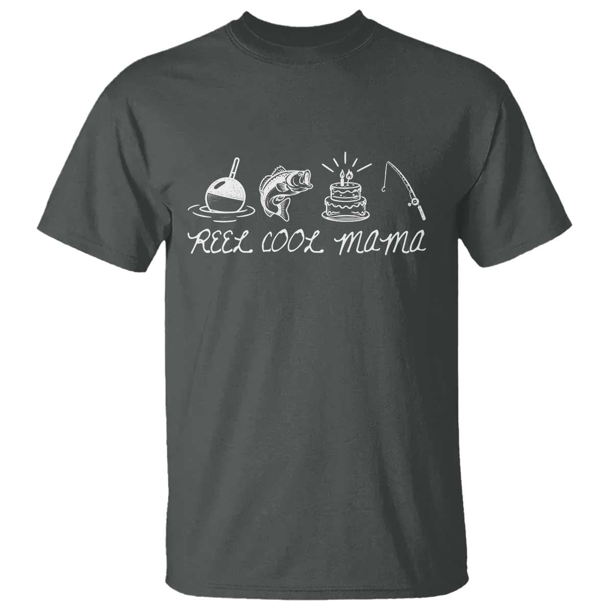 Reel Cool Mama T Shirt Funny Fishing Mom Birthday Gift TS12 Dark Heather Print Your Wear