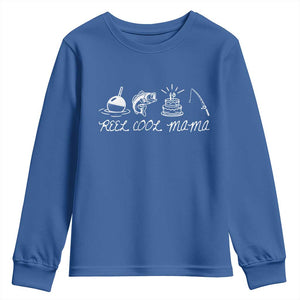 Reel Cool Mama Youth Sweatshirt Funny Fishing Mom Birthday Gift TS12 Royal Blue Print Your Wear