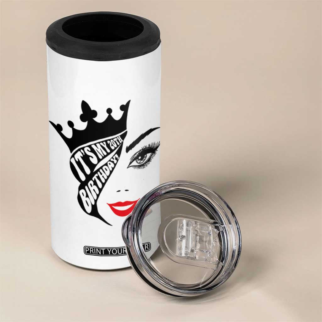Its My 20th Birthday 4 in 1 Can Cooler Tumbler Birthday Queen Crown Gift For Women