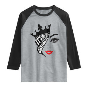 Its My 20th Birthday Raglan Shirt Birthday Queen Crown Gift For Women TS12 Heather Gray Black Print Your Wear