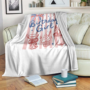 Patriotic Birthday Girl Throw Blanket Red White And Blue Party Graphic TS12 Print Your Wear
