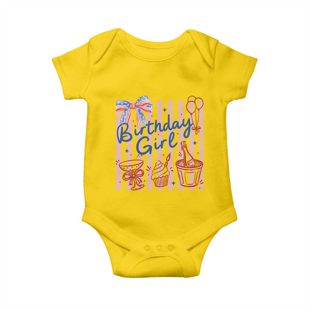 Patriotic Birthday Girl Baby Onesie Red White And Blue Party Graphic TS12 Daisy Print Your Wear