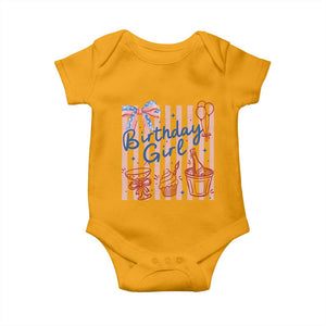 Patriotic Birthday Girl Baby Onesie Red White And Blue Party Graphic TS12 Gold Print Your Wear