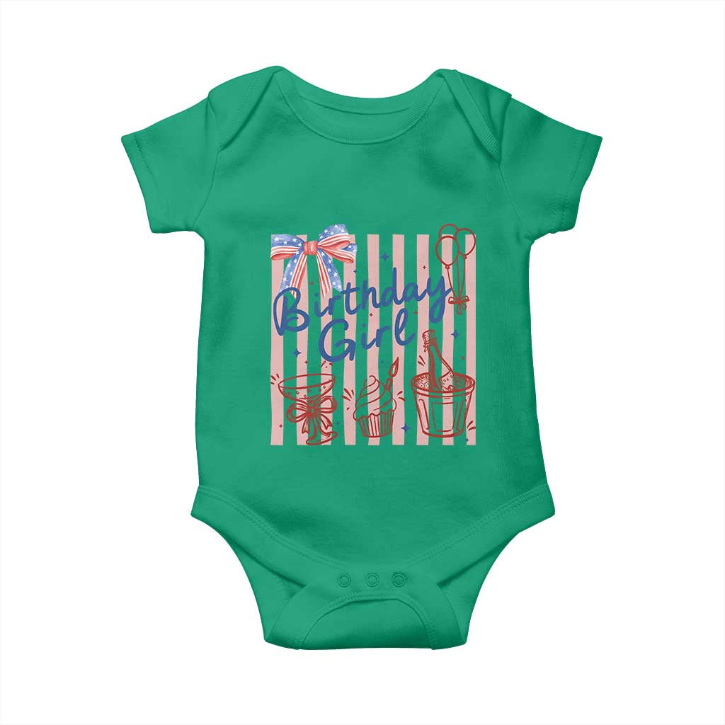 Patriotic Birthday Girl Baby Onesie Red White And Blue Party Graphic TS12 Irish Green Print Your Wear