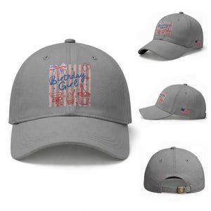 Patriotic Birthday Girl Baseball Cap Red White And Blue Party Graphic TS12 Baseball Cap Universal Fit Sport Gray Print Your Wear