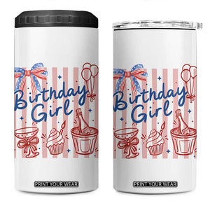 Patriotic Birthday Girl 4 in 1 Can Cooler Tumbler Red White And Blue Party Graphic TS12 One Size: 16 oz White Print Your Wear