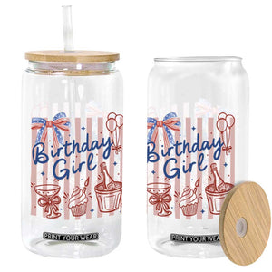Patriotic Birthday Girl Glass Can Red White And Blue Party Graphic TS12 Print Your Wear