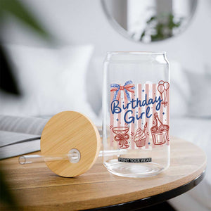 Patriotic Birthday Girl Glass Can Red White And Blue Party Graphic TS12 Print Your Wear