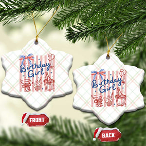Patriotic Birthday Girl Ceramic Ornament Red White And Blue Party Graphic TS12 Print Your Wear