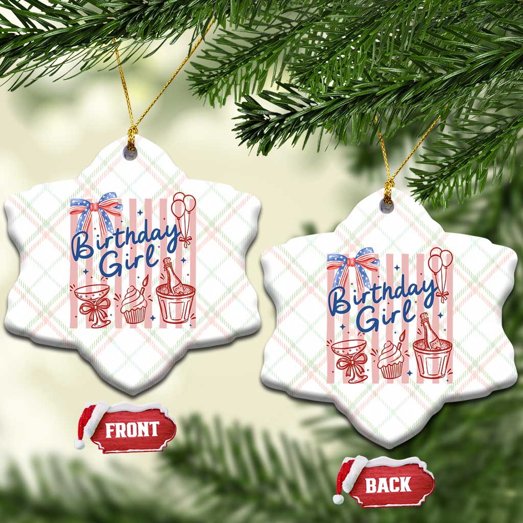 Patriotic Birthday Girl Ceramic Ornament Red White And Blue Party Graphic TS12 Print Your Wear