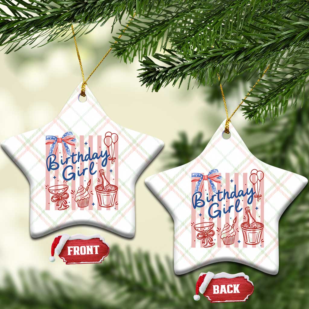 Patriotic Birthday Girl Ceramic Ornament Red White And Blue Party Graphic TS12 Print Your Wear