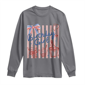 Patriotic Birthday Girl Long Sleeve Shirt Red White And Blue Party Graphic TS12 Charcoal Print Your Wear