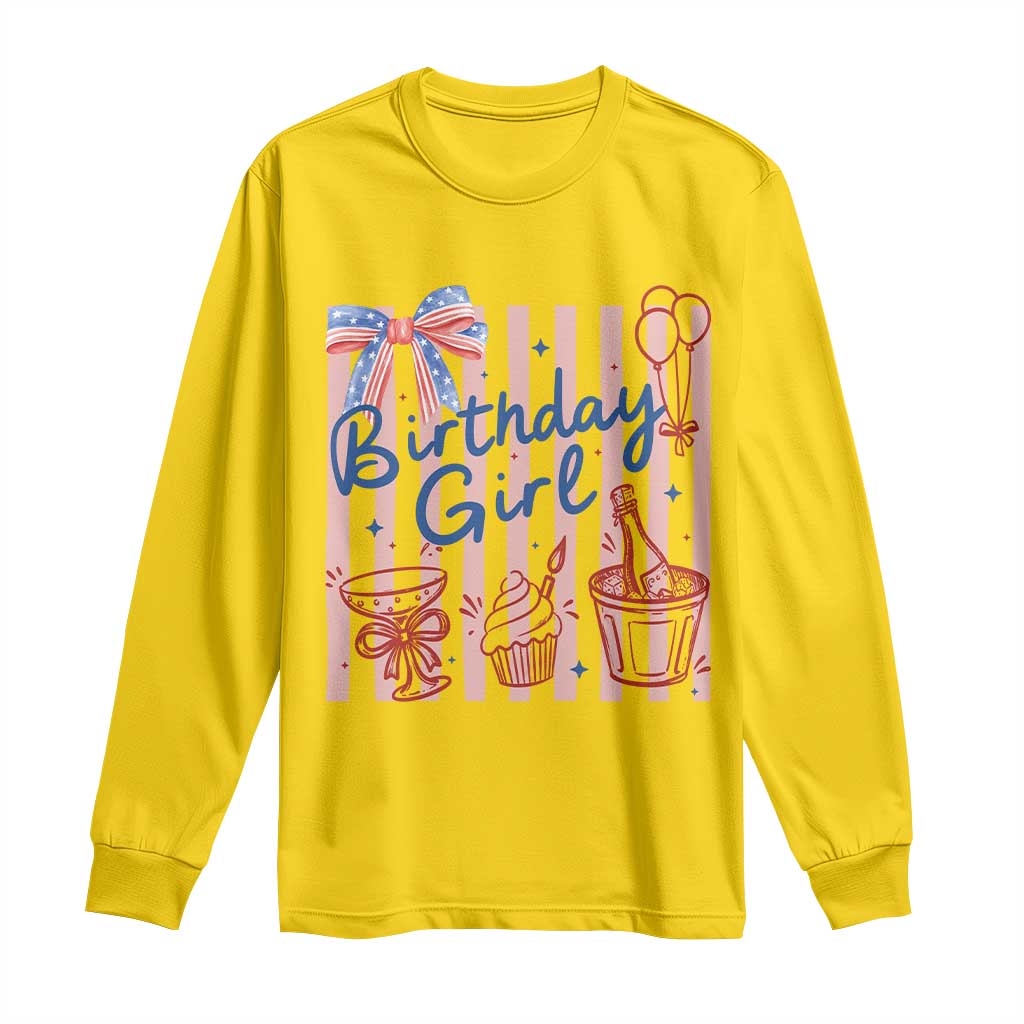 Patriotic Birthday Girl Long Sleeve Shirt Red White And Blue Party Graphic TS12 Daisy Print Your Wear