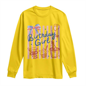 Patriotic Birthday Girl Long Sleeve Shirt Red White And Blue Party Graphic TS12 Daisy Print Your Wear
