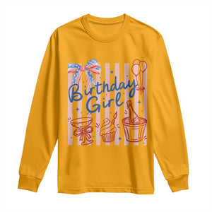 Patriotic Birthday Girl Long Sleeve Shirt Red White And Blue Party Graphic TS12 Gold Print Your Wear