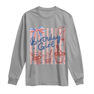 Patriotic Birthday Girl Long Sleeve Shirt Red White And Blue Party Graphic TS12 Sport Gray Print Your Wear