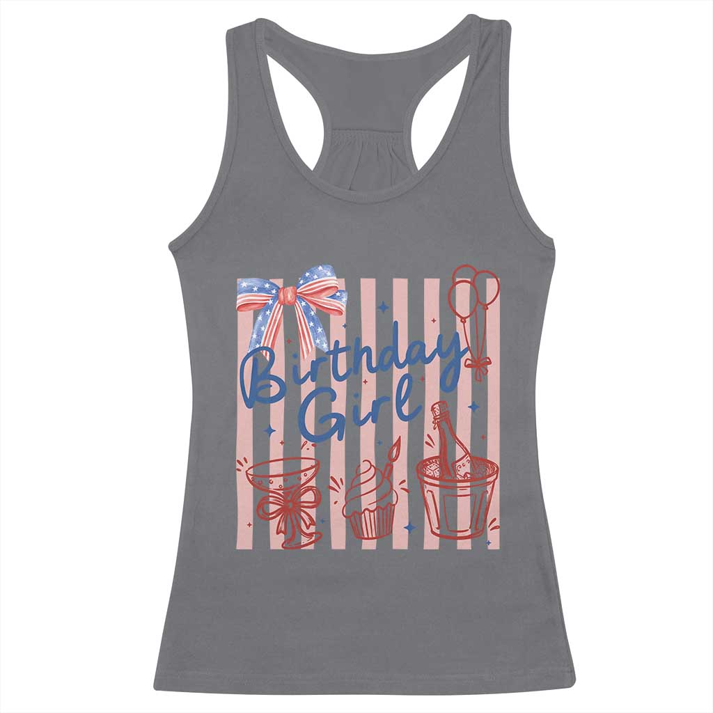 Patriotic Birthday Girl Racerback Tank Top Red White And Blue Party Graphic TS12 Charcoal Print Your Wear