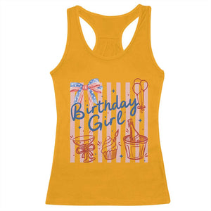 Patriotic Birthday Girl Racerback Tank Top Red White And Blue Party Graphic TS12 Gold Print Your Wear