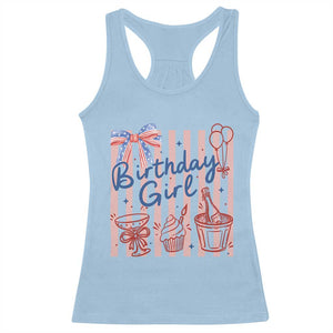 Patriotic Birthday Girl Racerback Tank Top Red White And Blue Party Graphic TS12 Light Blue Print Your Wear
