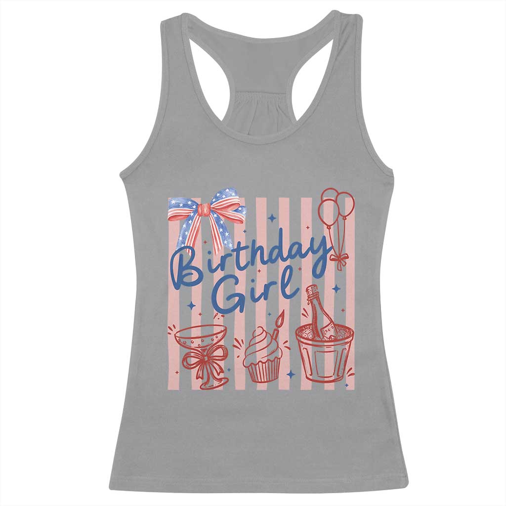 Patriotic Birthday Girl Racerback Tank Top Red White And Blue Party Graphic TS12 Sport Gray Print Your Wear