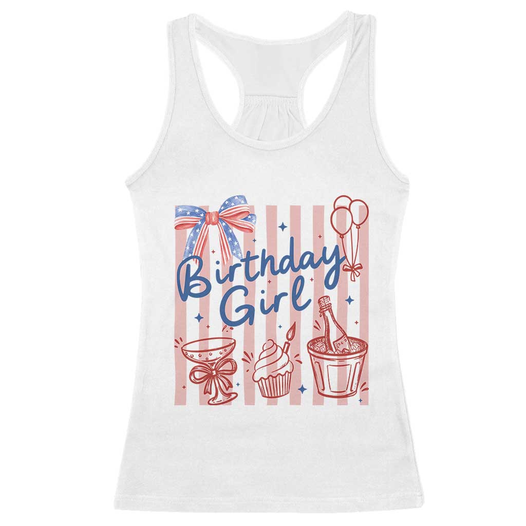 Patriotic Birthday Girl Racerback Tank Top Red White And Blue Party Graphic TS12 White Print Your Wear