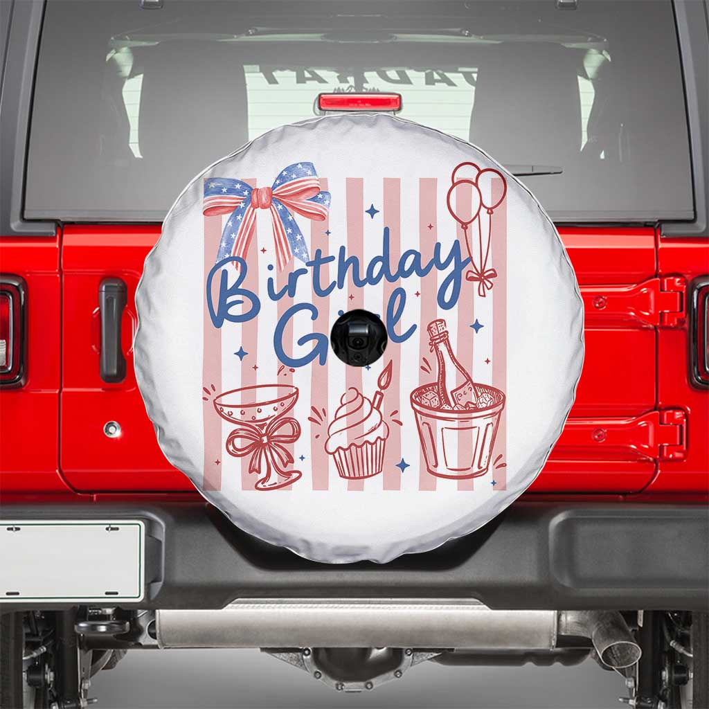Patriotic Birthday Girl Spare Tire Cover Red White And Blue Party Graphic TS12 White Print Your Wear