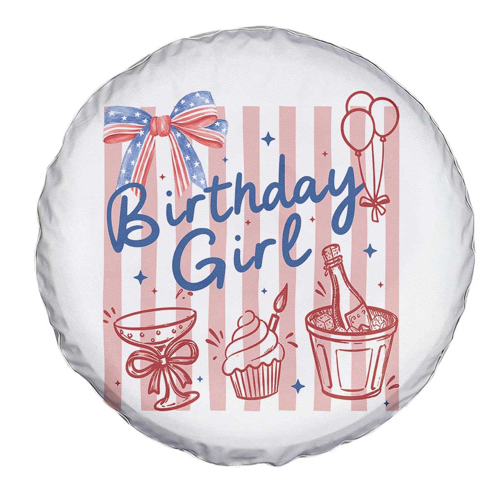 Patriotic Birthday Girl Spare Tire Cover Red White And Blue Party Graphic TS12 Print Your Wear