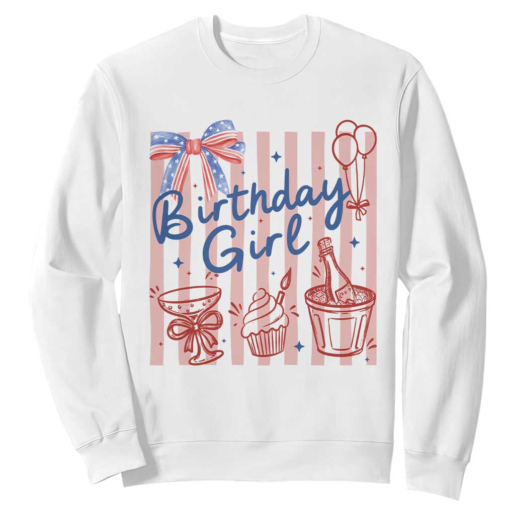 Patriotic Birthday Girl Sweatshirt Red White And Blue Party Graphic TS12 White Print Your Wear