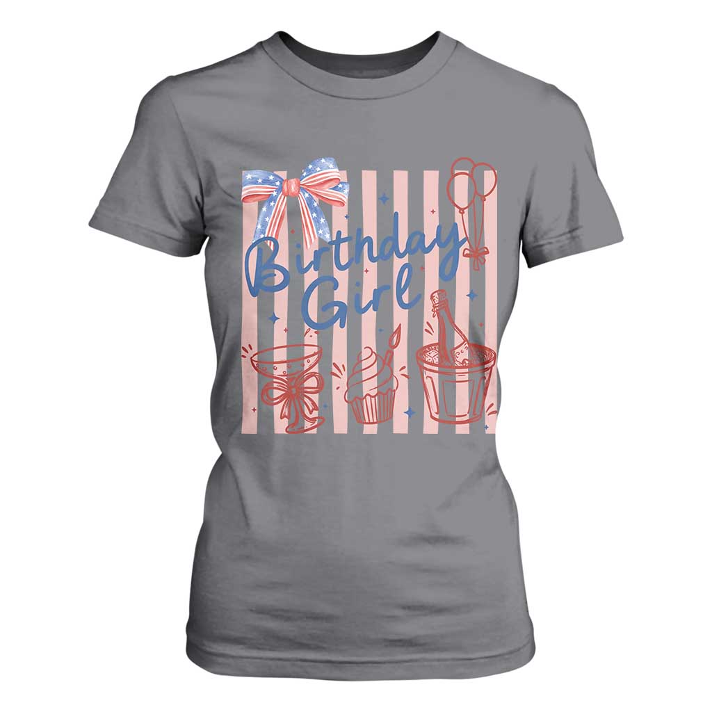 Patriotic Birthday Girl T Shirt For Women Red White And Blue Party Graphic TS12 Charcoal Print Your Wear