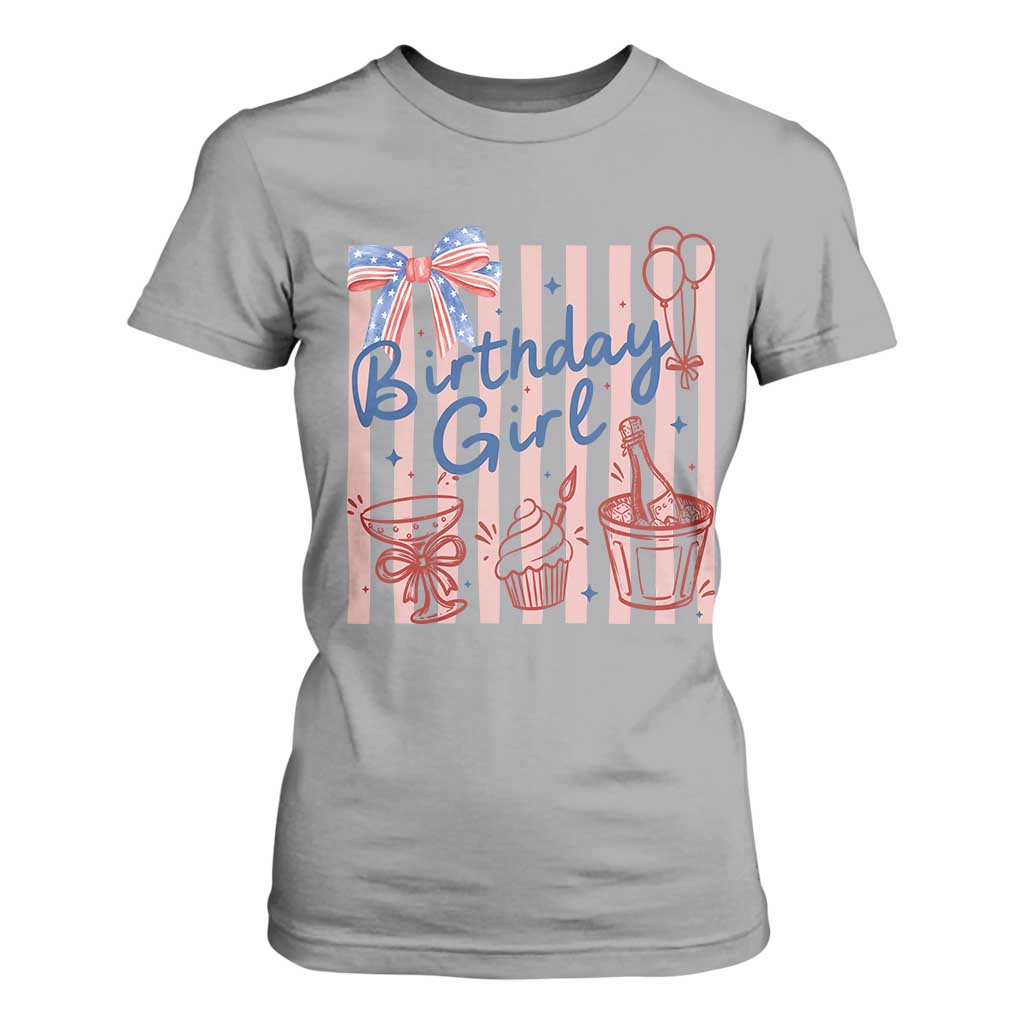 Patriotic Birthday Girl T Shirt For Women Red White And Blue Party Graphic TS12 Sport Gray Print Your Wear