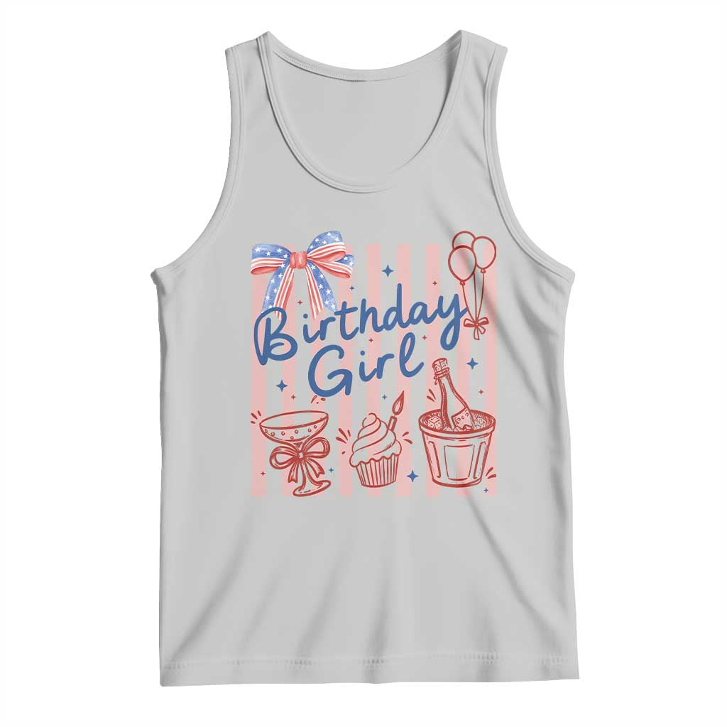 Patriotic Birthday Girl Tank Top Red White And Blue Party Graphic TS12 Ash Print Your Wear