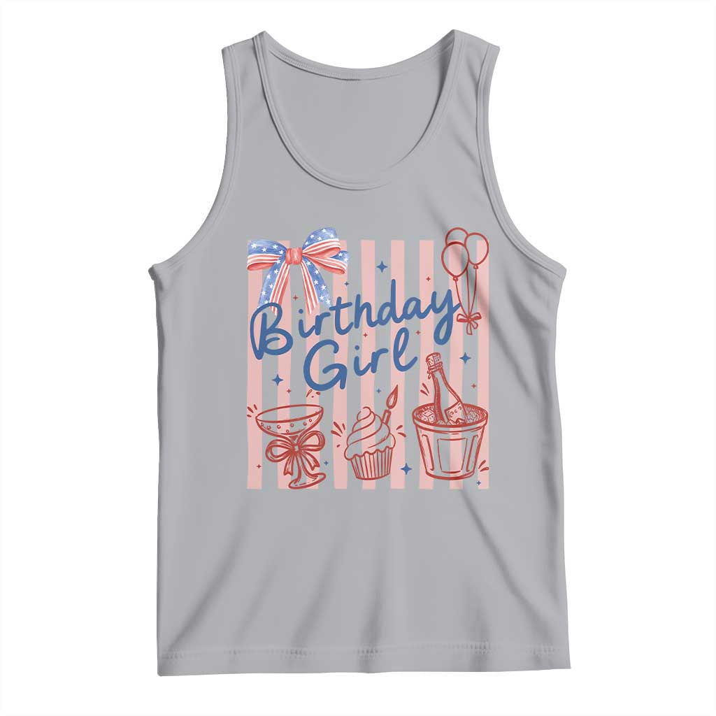 Patriotic Birthday Girl Tank Top Red White And Blue Party Graphic TS12 Athletic Heather Print Your Wear