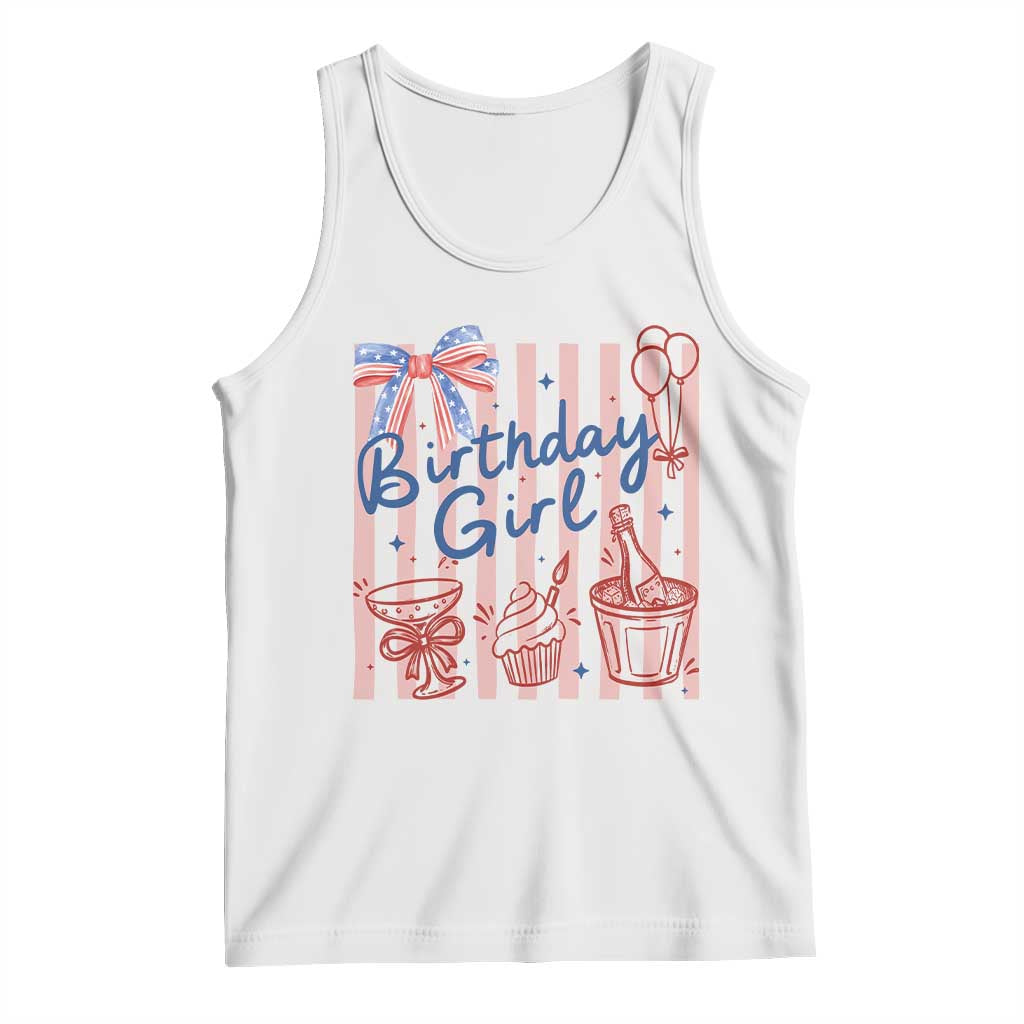 Patriotic Birthday Girl Tank Top Red White And Blue Party Graphic TS12 White Print Your Wear