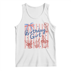 Patriotic Birthday Girl Tank Top Red White And Blue Party Graphic TS12 White Print Your Wear