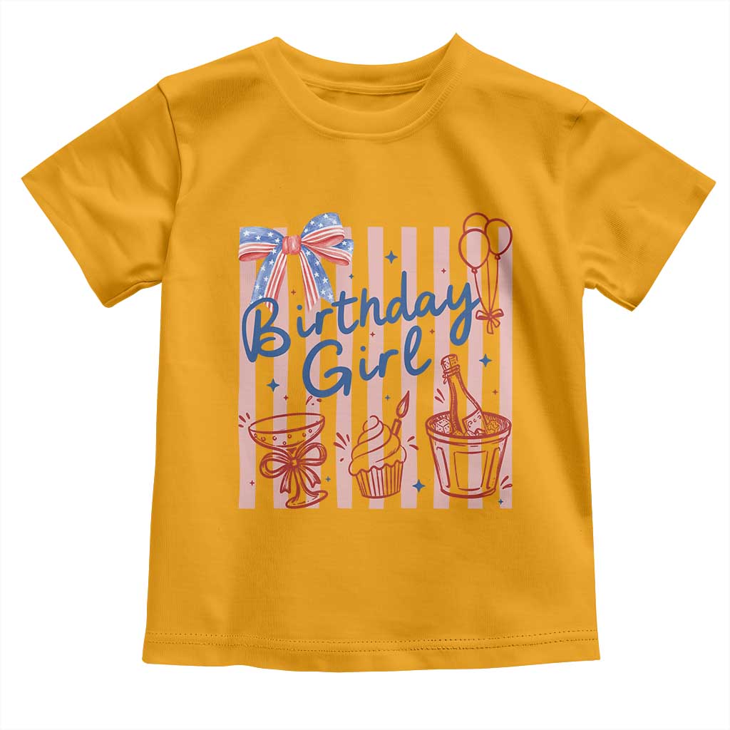 Patriotic Birthday Girl Toddler T Shirt Red White And Blue Party Graphic TS12 Gold Print Your Wear