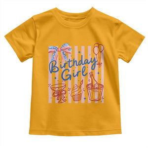 Patriotic Birthday Girl Toddler T Shirt Red White And Blue Party Graphic TS12 Gold Print Your Wear