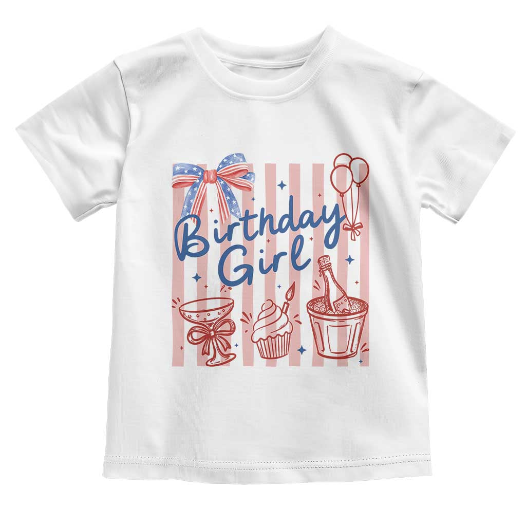Patriotic Birthday Girl Toddler T Shirt Red White And Blue Party Graphic TS12 White Print Your Wear