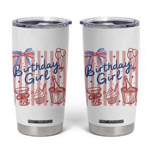 Patriotic Birthday Girl Tumbler Cup Red White And Blue Party Graphic TS12 White Print Your Wear