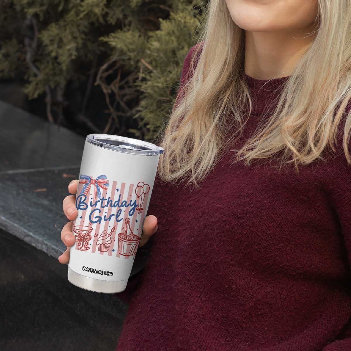 Patriotic Birthday Girl Tumbler Cup Red White And Blue Party Graphic TS12 Print Your Wear