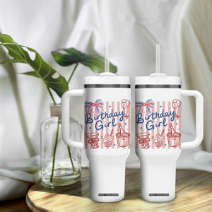 Patriotic Birthday Girl Tumbler With Handle Red White And Blue Party Graphic TS12 Print Your Wear