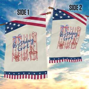 Funny Birthday Girl Patriotic Garden Flag Red White And Blue Party Graphic