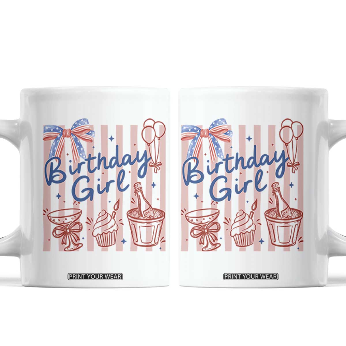 Patriotic Birthday Girl Coffee Mug Red White And Blue Party Graphic