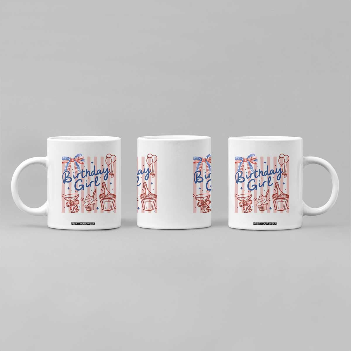 Patriotic Birthday Girl Coffee Mug Red White And Blue Party Graphic