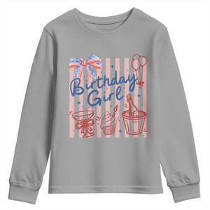 Patriotic Birthday Girl Youth Sweatshirt Red White And Blue Party Graphic TS12 Sport Gray Print Your Wear