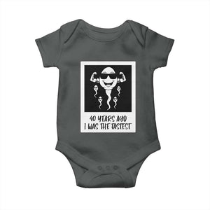 40 Years Ago I Was The Fastest Baby Onesie Funny Forty Birthday Gift TS12 Dark Heather Print Your Wear