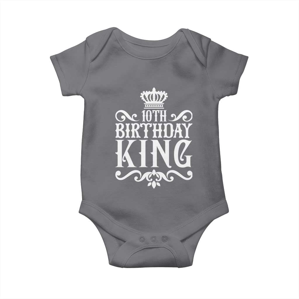 10th Birthday King Baby Onesie Perfect 10 Years Old Crown Gift