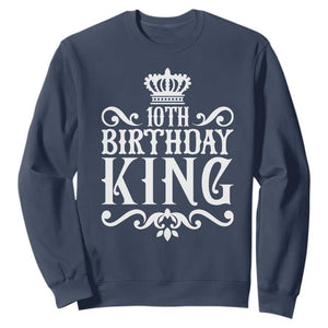 10th Birthday King Sweatshirt Perfect 10 Years Old Crown Gift TS12 Navy Print Your Wear