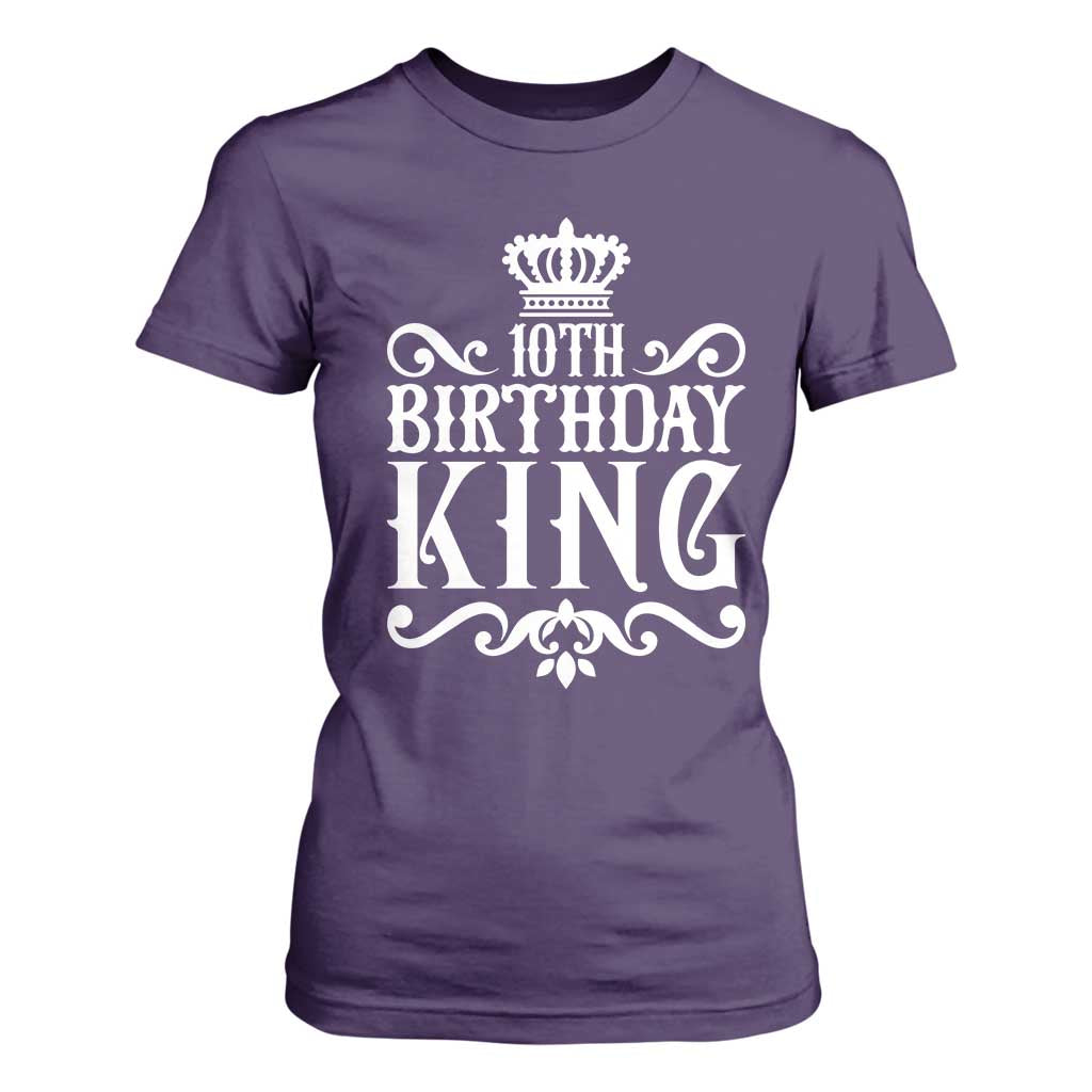 10th Birthday King T Shirt For Women Perfect 10 Years Old Crown Gift TS12 Purple Print Your Wear